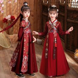 Ethnic Clothing Embroider HanFu Ancient Student Costume Boy&Girls Birthday Party Perform Dress Traditional Chinese Robe Pography Clothes