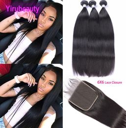 Peruvian Straight Hair Bundles With Closure Yirubeauty Peruvian Remy Hair with closure Human Hair Weave With 6X6 Lace Closure2739582