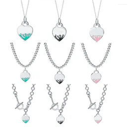 Chains Classic European And American Original Jewelry 925 Silver 2024 Women's Luxury Love Enamel Necklace Boutique Gift