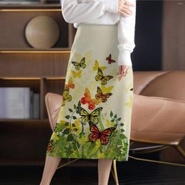 Skirts Too Skirt For Girls Women's Elastic Waisted Split Thigh Rib Knit Long Maxi Bodycon Pencil Warm Bandage Lingerie
