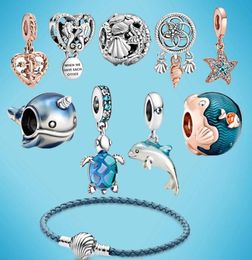 Memnon Jewellery Summer Ocean Series Beads Dangle Charms Sea Turtle 925 Sterling Silver Fit style Bead Charm Bracelets DIY Jewellery Gift9516851