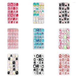 False Nails Girls Gifts Cartoon Style Gel Short Square Press On Finger Decor Nail Tips Art Fake