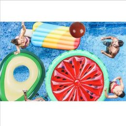 Fun Inflatable toy Fruit shape inflatable mattress swim rings summer water sport toy giant Avocado floats floating swim pool lounger c