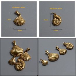 Pendant Necklaces Titanium Steel Shell Conch Scallop Shape Pendant Vacuum Electroplating Stainless Gold Plated Charm For Diy Jewellery M Dhdjk