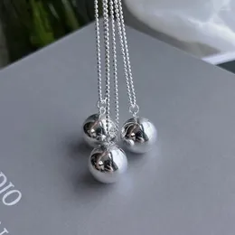 Choker About 60cm High-Grade Elegant Sterling Silver Good Fortune Ball Sweater Chain Long Clavicle