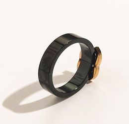 Designer Top Quality Extravagant Black Letters Ring Gold 100 Stainless Steel Letter Band Rings Fashion Women Men Wedding Jewellery 7566264