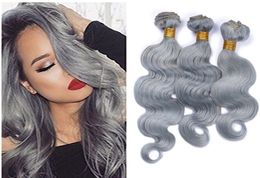 9A Grey Brazilian Virgin Hair Body Wave Wavy Extensions Sliver Grey Hair Weaving 3 Bundle Deals Unprocessed Virgin Human Hair Weft1601201