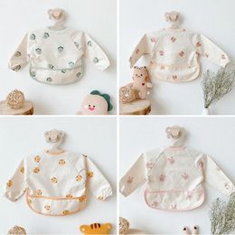 Korean Baby Waterproof Bid Long Sleeves Adjustable Feeding Cloth Meal Covers for Kids Boy Girl Painting Meal Eating Apron 240102