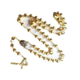 Pendant Necklaces Style Vintage Religious Catholic Gold Diamonds Christ Jesus Jewellery Women Man Rosary Beads Cross Necklace257z