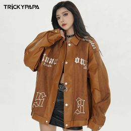 TKPA High Street suede motorcycle jacket for men and women's autumn winter vintage lapel baseball