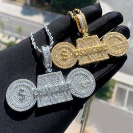 Choker Hip Hop Letter Men Pendant Necklace Micro Pave CZ OMG On My Grind Iced Out Bling Rock Male Jewellery