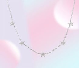 2019 Christmas gift vermeil 925 sterling silver cute star choker charm necklaces charming women jewelry fine silver necklace T20012841281