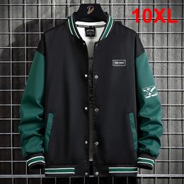 10XL Plus Size Baseball Jacket Men Fashion Casual Patchwork Coat Male Varsity Big 240102