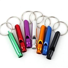 10pcslot Mixed Aluminum Emergency Survival Whistle Keychain For Camping Hiking Key Rings Y03064762931