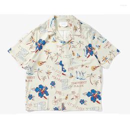 Men's Casual Shirts Lazy Floral Print Hawaiian Short Sleeved Shirt For Men Women In The Trendy Summer Beach Ropa Clothing