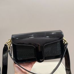 Patent Leather Flap Bag Crossbody Bag Designer Handbag Tabby Shoulder Bag Solid Color Carved Letter Clutch Bag Metal Hardware Hasp Interior Zipper Pocket Purse