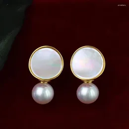 Dangle Earrings Pearl Stud Women's High-Grade Graceful And Fashionable Natural White Shell 2024anti-Allergy Exquisite Women