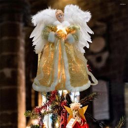 Christmas Decorations Glowing Angel Tree Topper With Lights Treetop Figurine 11.8 Inch Versatile For Indoor Home