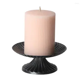 Candle Holders Candlestick Luxury Metal Black Pillar Decorative Stand Round Base Candlelight Dinner Light Props Holder