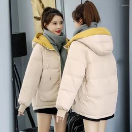 Women's Trench Coats 2024 Autumn Winter Cotton Suit Women Short Korean Loose Large Bread Coat Thickened Hooded Jacket