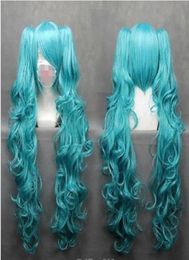 Long VOCALOIDhatsune Miku Blue Anime Cosplay Wig2 Clip On Ponytail Wig Cap6932822