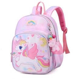 Unicorn Backpack For Girls Cartoon Pink Princess School Bags Kids Satchels Kindergarten Bookbag Mochila Infantil Escolar 240102