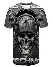 Skull T shirt Men Skeleton Tshirt Punk Rock Tshirt Gun T shirts 3d Print Tshirt Vintage Men Clothing Summer tops Plus Size 6XL7203707