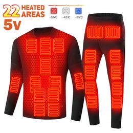 Winter Electric Heated Underwear Set Motorcycle Jacket Self Heating Jacket Men Moto Fleece Thermal Long Johns Tops Pants Women 231229