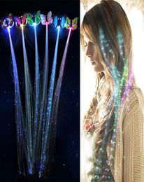 Flash LED Hair Light Emitting Fibre Optic Pigtail Braid Plait butterfly Luminous Hair Wig KTV Party Prom Supplies Hair Accessory h1441732