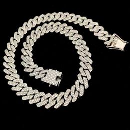 Cuba Necklace Male Trend Hip-hop Simple 14mm Chain Men And Women Diamond-shaped Europe And The United States Set Diamond Accessori235U