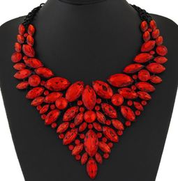 2020 Big Women Collier Femme Necklaces Pendant Blue Red Yellow Rose Statement Bijoux New Crystal Jewellery Choker Maxi Boho Vintage 2071378