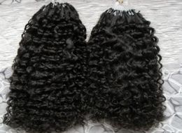 Afro kinky curly micro link human hair extensions black 200g brazilian kinky curly micro loop hair extensions 200s1837608
