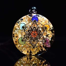 Orgone Pendant Rainbow Crystal Stones Chakra Reiki Healing Energy Generator EMF Radiation Protection Orgonite Necklace224L