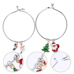 Charm Bracelets 2 Pcs Christmas Bracelet Festival Wrist Jewellery Women Delicate Ring Decor Metal