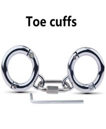 Latest Adjustable Stainless Steel Toe Cuffs Locking Fetish BDSM Torture Bondage Adult Games Sex Toys For Couples Y2011182322125