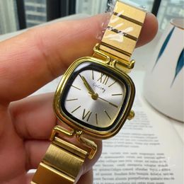 Wristwatches Luxury Women Watch With Roman Numeral Rose Gold Quartz Reloj Ladies Square Clock Female Vintage Simple Sliver Wristwatch