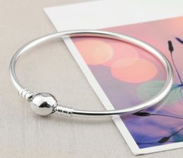 Women Silver 3mm Bangle Bracelet Original Box for 925 Sterling Silver Charm Bracelets Men Gift Jewelry2858875