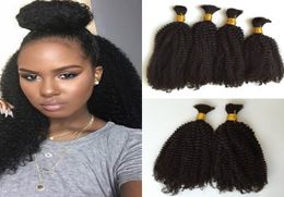 100 Mongolian Natural No Attachment Bulk Hair Wavy hair bulk 100glot Natural Colour 826inch Kinky Curly Hair4611995