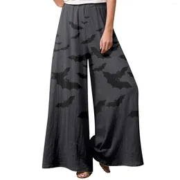 Women's Pants Comfy Pyjama Pocket Halloween Print Drawstring Wide Leg Baggy High Waist Gym Sport Jogger Ladies Trousers