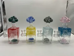 6inch Bong Glass Hookah Cloud Square Vase 4Colors Percolator 14mm Female Joint with Bowl