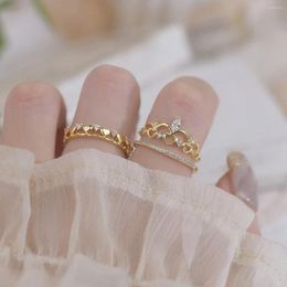 Cluster Rings Classic Design Fashion Jewelry Love Crown Exquisite Romantic Sweet Crystal For Women Simple Daily Holiday Ring Gifts