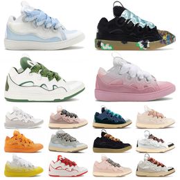 Designer Lavins Womens Dress Shoes Woman Luxury Brand Curb Sneakers All Black Pink Lanvinics Shoes Grey Green Yellow Red Blue White Mens Lavina Trainers Outdoor