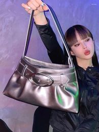 Evening Bags JIAERDI Vintage Y2k Handbags Women 2024 PU Leather Luxury Design Silver Underarm Ladies Harajuku Aesthetic Bolso Mujer
