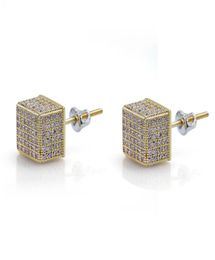 Mens Hip Hop Stud Earrings Jewelry High Quality Fashion Round Gold Silver Simulated Diamond Earrings For Men9393665
