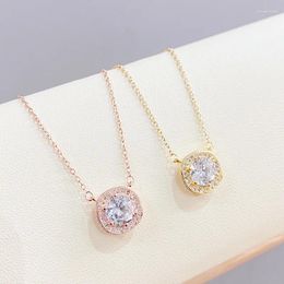 Pendant Necklaces Microinset Zircon Necklace Female Niche Design Collarbone Chain Gift Jewellery