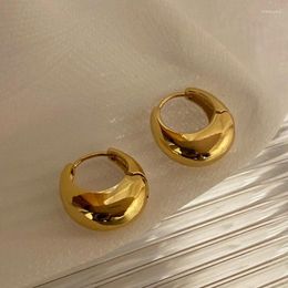 Hoop Earrings Fashion Gold Plated Smooth Oval For Women Girls Punk Ear Party Wedding Jewelry Gift E1305
