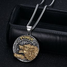 Hip Hop Wolf Head Pendant Necklace Cool Men Gift 316L Stainless Steel 18K Gold Plated Rap Jewelry