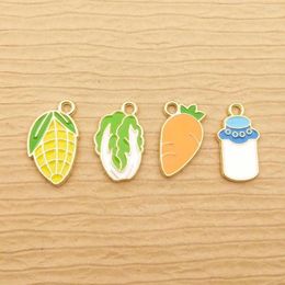 Charms 10pcs Enamel Maize Cabbage Carrot Feeder Charm For Jewellery Making Metal Necklace Pendant Diy Accessories Craft Supplies