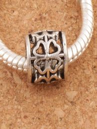 Alloy Tube Clover Round Metal Big Hole Loose Beads 122pcslot 9x9x9 mm Antique Silver Fit European Bracelets Jewellery DIY L13927466645