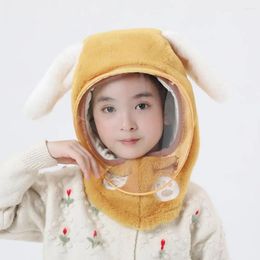 Berets Autumn Winter Children Hat Warm Cute Children's Hats With Face Guard For Boys Girls Windproof Ear Protectors Scarves